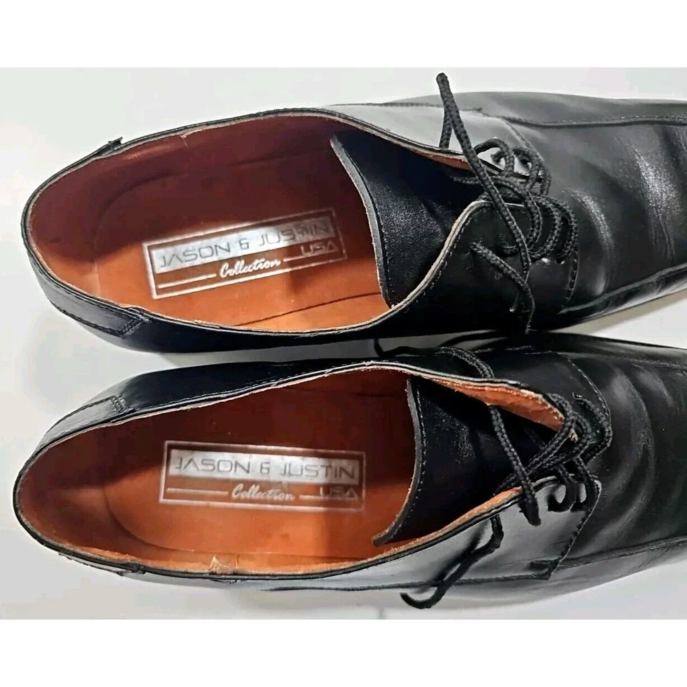 Jason & Justin Collection ~Men's Size 9.5~ Black Leather Dress Oxford Shoes.
